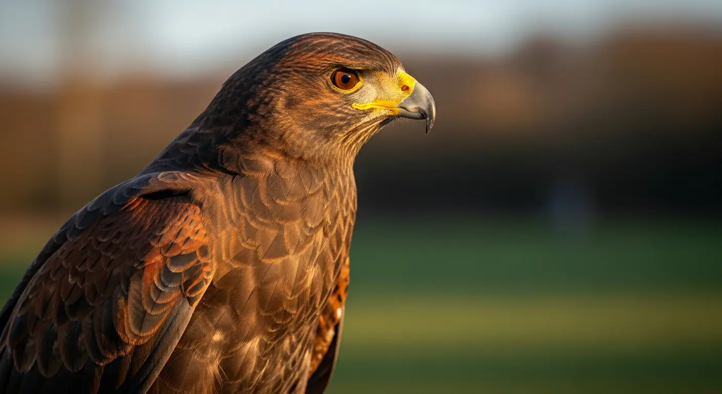 Harris hawk close-up portrait