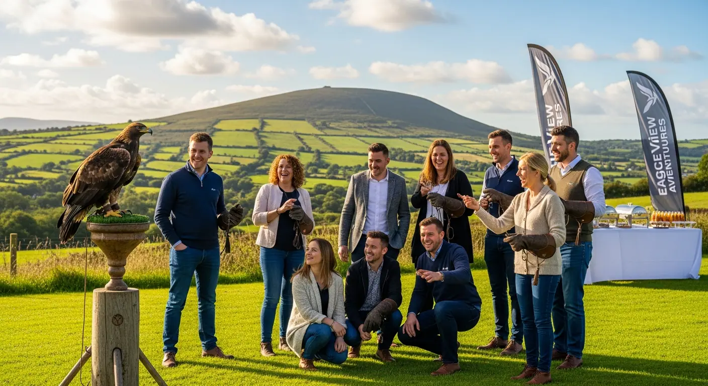 A private group enjoying a falconry experience in Ireland