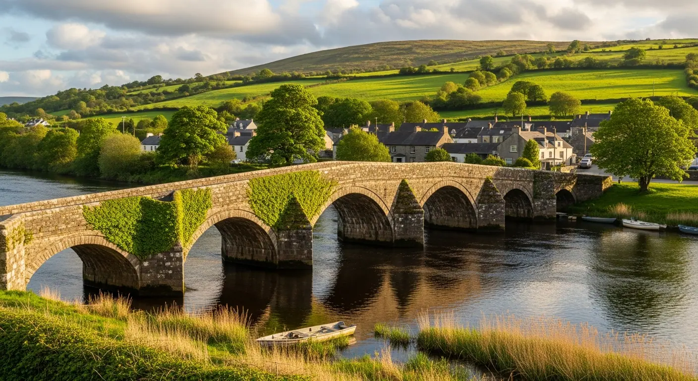 Scenic view of Shannonbridge village and the River Shannon in Co. Offaly