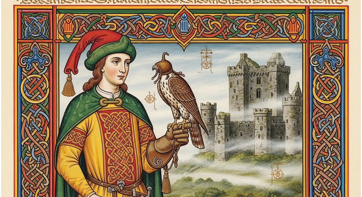 Illustration of medieval falconry heritage in Ireland